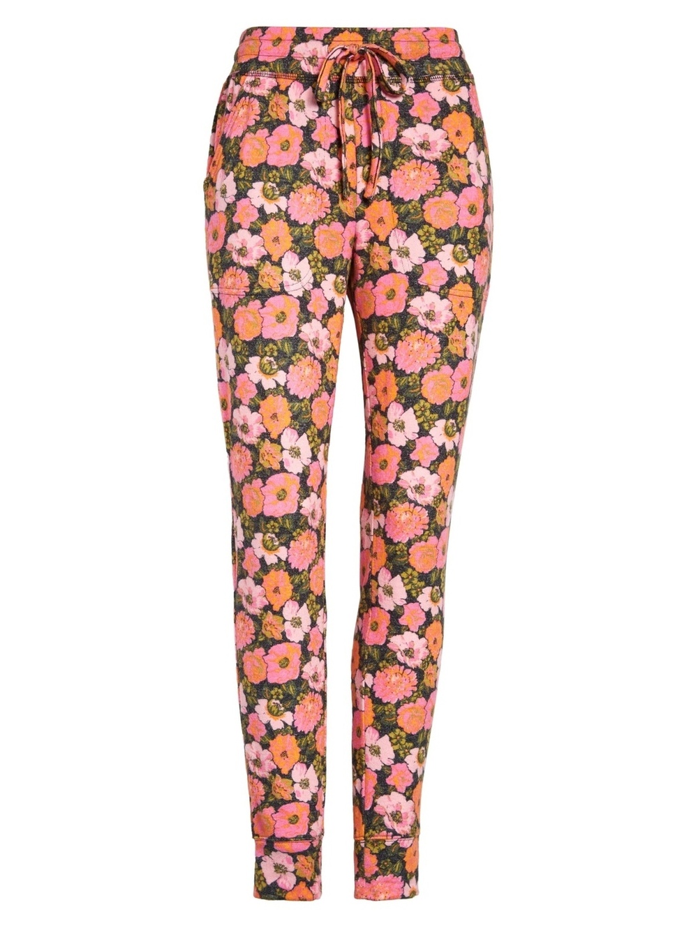 BP Floral Lounge Jogger Pants Retro Pink Orange Floral Drawstring Women's Small